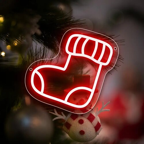 1 Packung Frohe Weihnachten Neonzeichen für Wanddekoration USB-betriebene bunte Buchstaben Neonlicht dimmbar rot-grünes frohes Weihnachts-LED-Leuchtzeichen für Partys Wohnzimmer Club Image