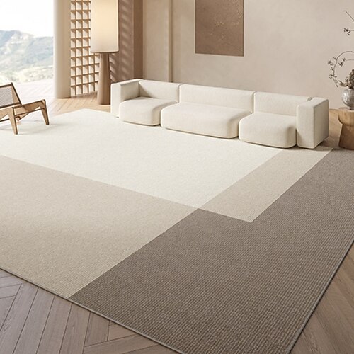 Cremefarbener Teppich, wasserfester, rutschfester Teppich für Wohnzimmer oder Schlafzimmer, elegante, schmutzabweisende Nachttischmatte, pflegeleichte Wohndekoration Image