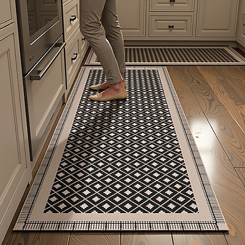 Küchenläufer, rutschfest, saugfähig, ölbeständig, langer Flurteppich, waschbar, schmutzabweisend, zuschneidbar, Bodenmatte für den Eingangsbereich, Küchenbodenschutz, Heimdeko Image