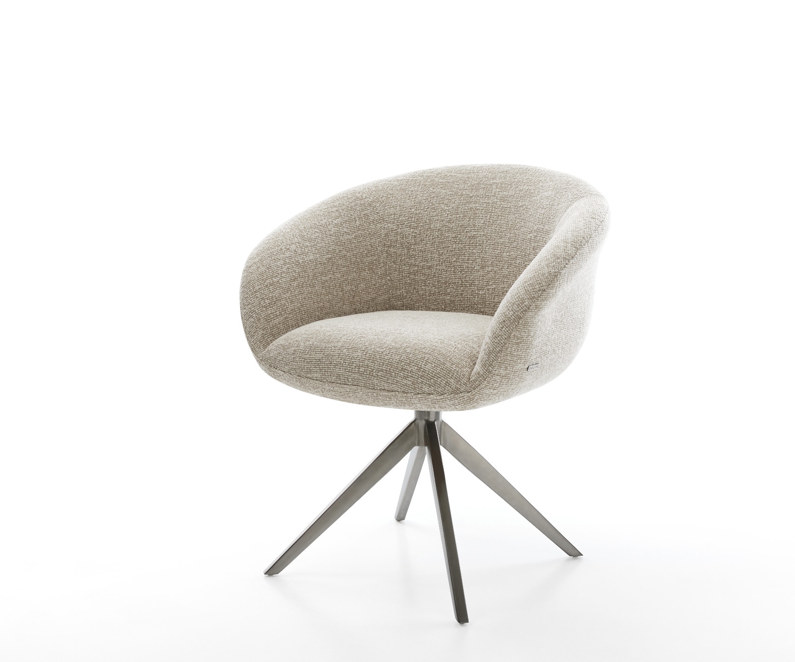 DELIFE Drehstuhl Vinka-Flex mit Armlehnen Webstoff Soft Beige Kreuzgestell breit Graphit 360° drehbar Wippfunktion Taschenfederkern, Esszimmerstühle Image