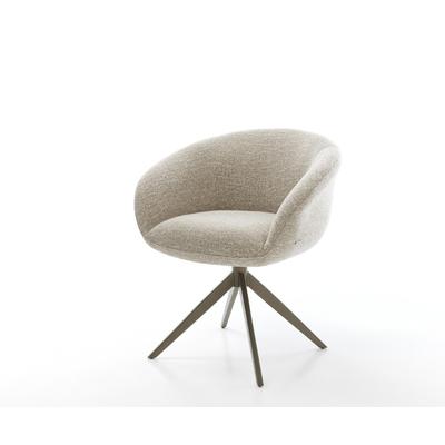DELIFE Drehstuhl Vinka-Flex mit Armlehnen Webstoff Soft Beige Kreuzgestell breit Effektfinish Titan 360° drehbar Wippfunktion Taschenfederkern, Esszimmerstühle Image