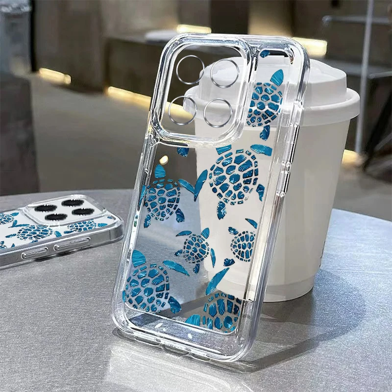 Schildkröten Muster Telefon Fall Für Xiaomi Redmi Hinweis 14 Pro Plus 5G 14 13 12 Pro 4G 13C 14C 4G Stoßfest Weiche Silikon Klare Abdeckung Image