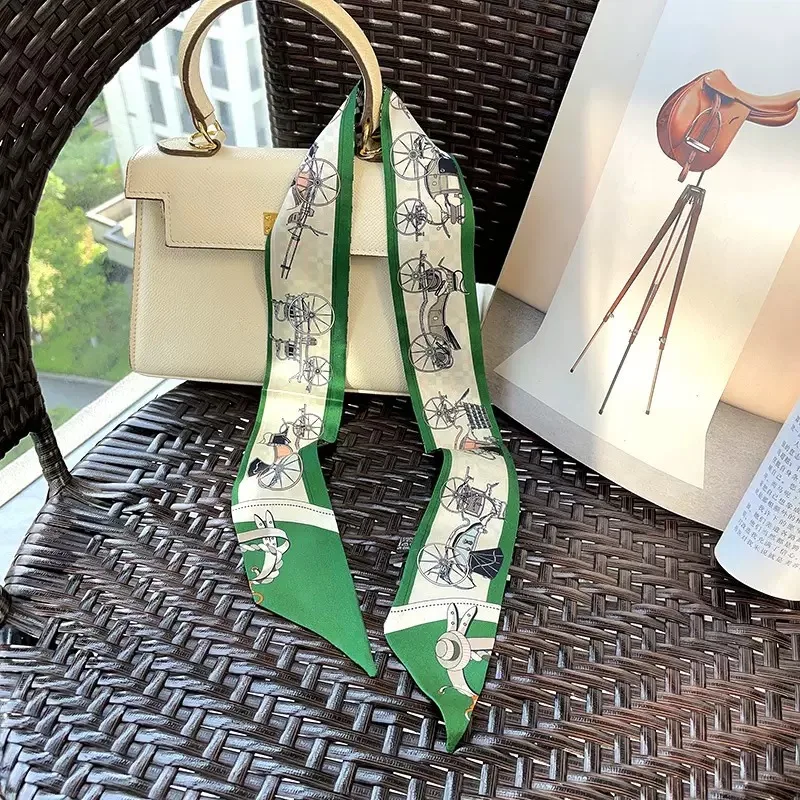 2025 heißer koreanischer Stil orange Tasche Seidenschal Twill Krawatte Tasche kleine Streamer dekorative Tasche Griff Stirnband koreanische Ins Schal Geschenk Image