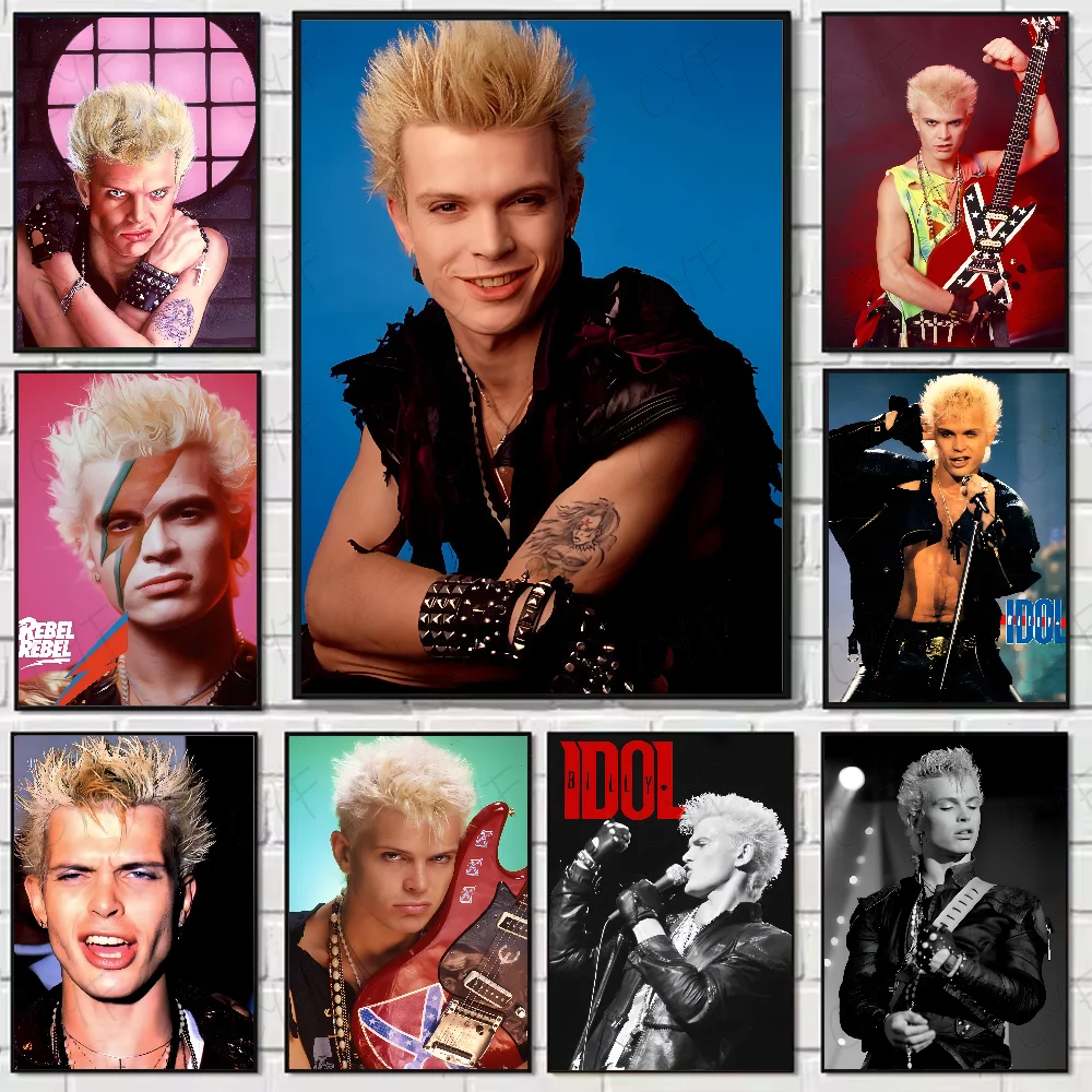 Rock Singer B-Billy I-Idol Poster, hochwertige Wandkunst für Zuhause, Büro, Schlafzimmer, Wohnzimmer, Flur, Bar, perfekte Geschenkidee Image