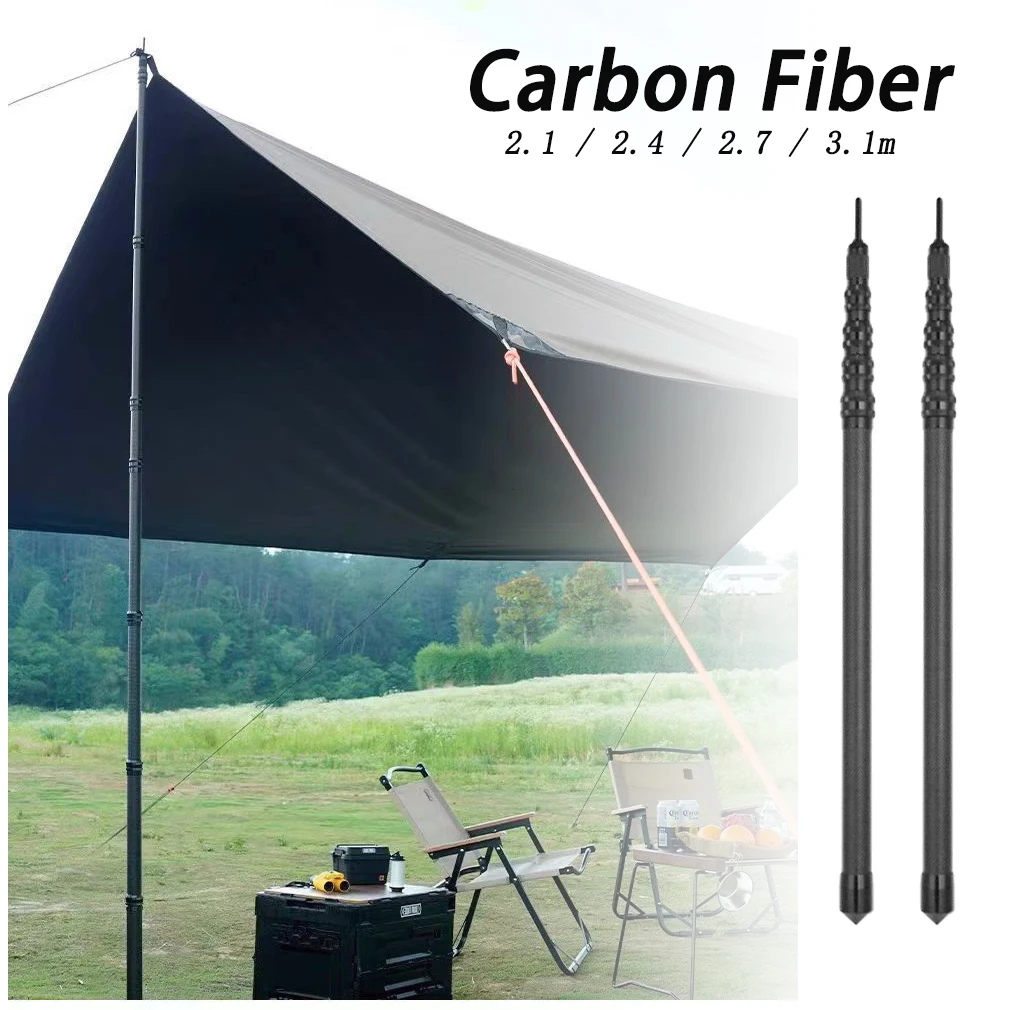 3,1 m Carbon Fiber Camping Pole Teleskop Plane Pole Einstellbare Teleskop Leichte Carbon Zelt Pole Ultraleicht 2,4 m