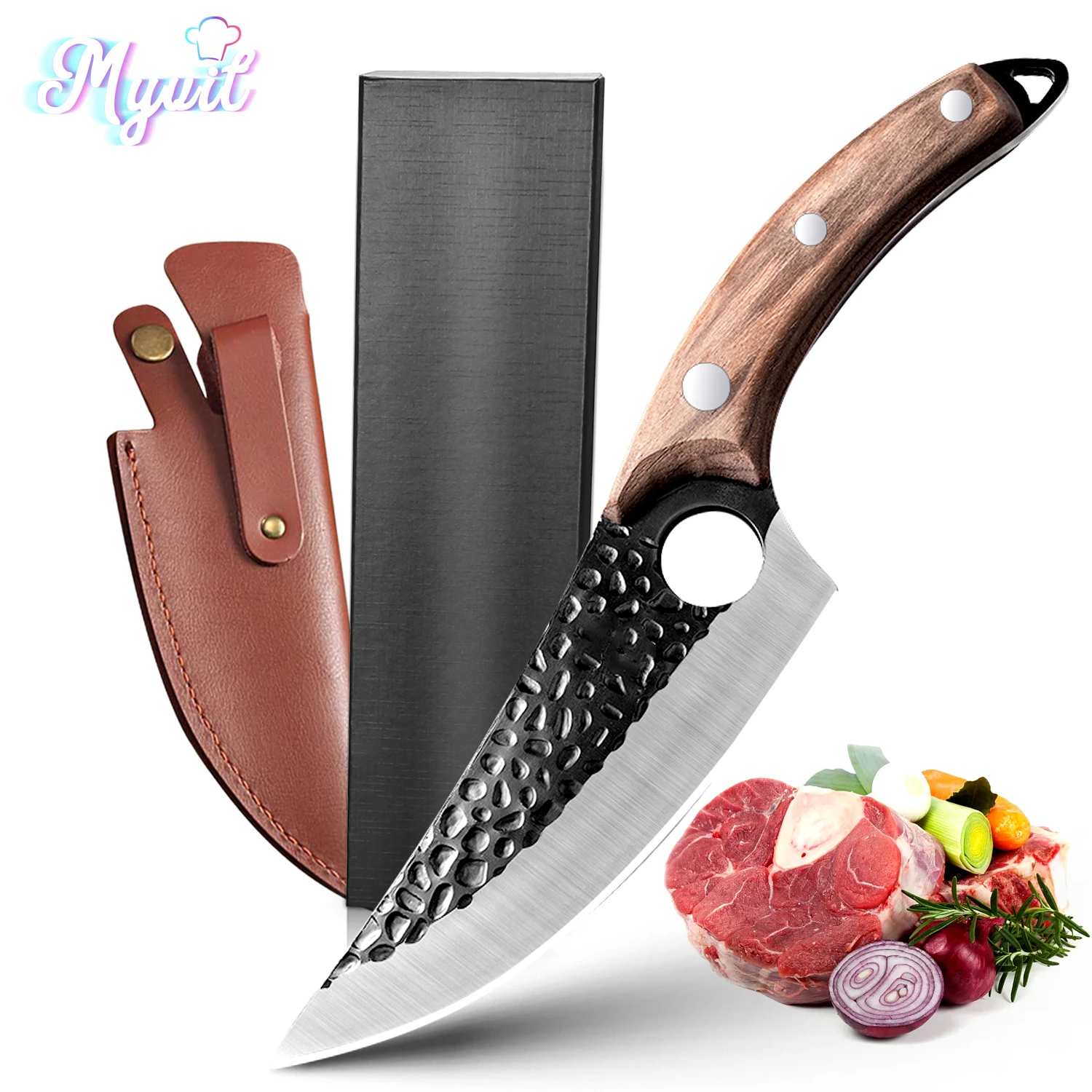 Handgemachte geschmiedete Küche Ausbeinmesser Fleischbeil Gemüseschneider professionelle Chef Metzgermesser Haushalt Kochwerkzeug Image