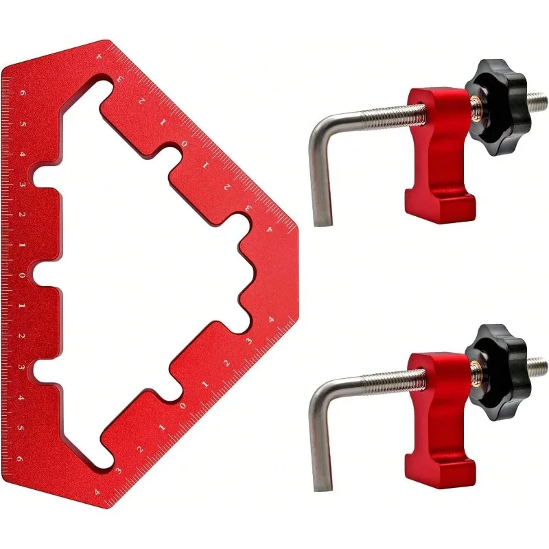 1 Set 45/90 Grad Holzbearbeitung Dreieck Klemmen Set Aluminium Legierung Rechtwinklige Klemme Zimmermann Werkzeuge für Schränke Schubladen Rahmen Image