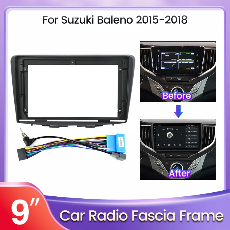 2 Din Android Head Unit Autoradio Rahmen für Suzuki Baleno 2 2015-2018 Schwarz Stereo Panel Mount Kit Lünette Autozubehör Adapter Image