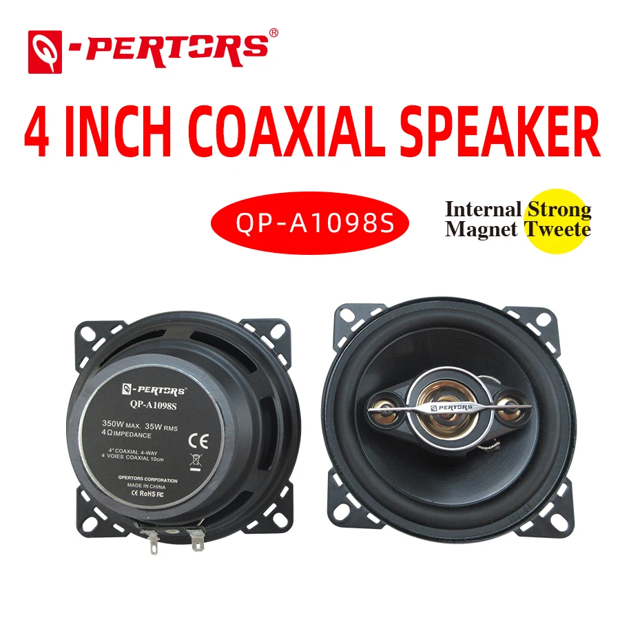 Ein Paar 4-Zoll-Koaxiallautsprecher, 4-Wege, 350 W, maximale Musikleistung, Subwoofer, normale Leistung, 35 W Impedanz, 4 Ohm für Audiosysteme Image