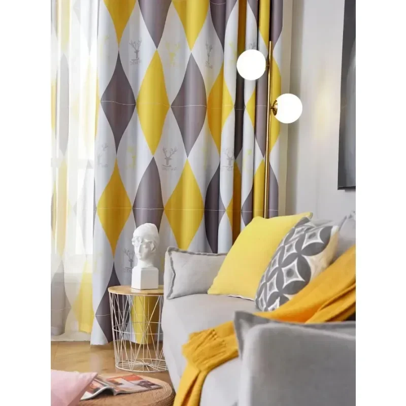 Neuheiten 1PC Stil Diamantförmigen Raumfahrt Vorhang Nordic Minimalistischen Europäischen Vorhänge Für Wohnzimmer Fenster Vorhang Image