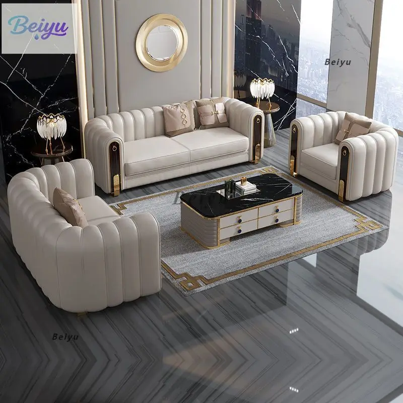 Leichtes, luxuriöses italienisches High-End-Sofa in stimmungsvoller Größe für Wohnung, Zuhause, Wohnzimmer, Nappaleder, Internet-Promi-Designer-Leder Image