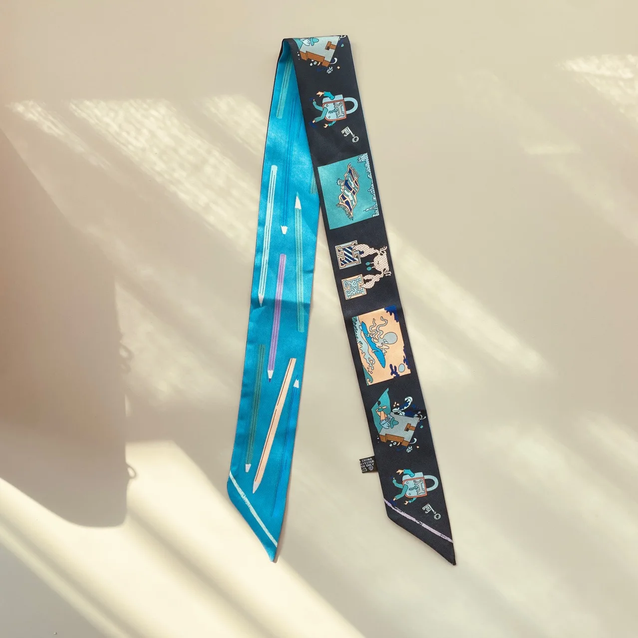 5*90cm Koreanische Version des neuen Roboters Weibliche Twill Seide Dekorative Lange Streamer Verpackung Tasche Band Seidenschal Kleiner Schal Image