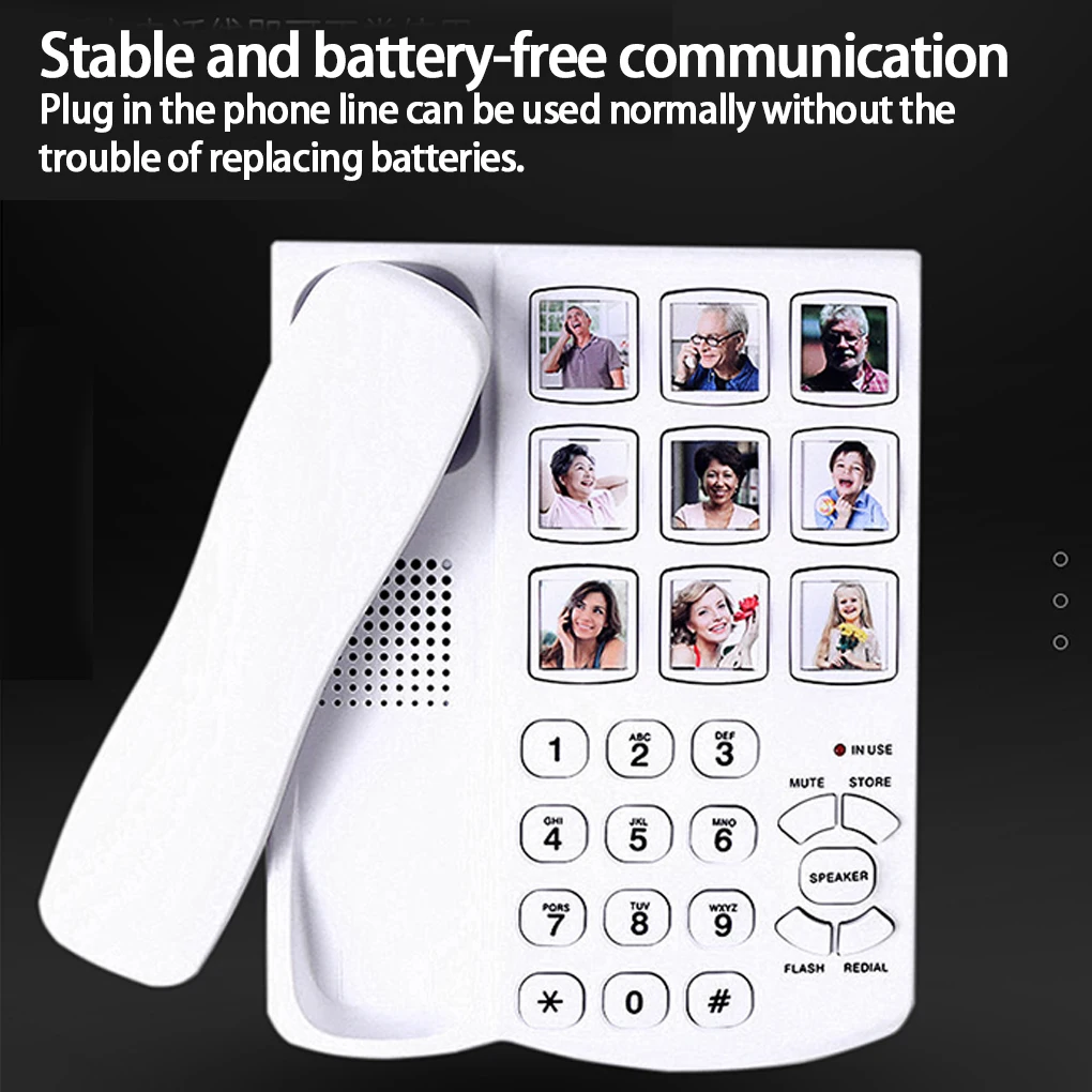 Bild-Geschwindigkeits-Zifferblatt-Telefon, praktisch für Senioren mit Memory-Verlust, großer Taste und Bildkabel Image