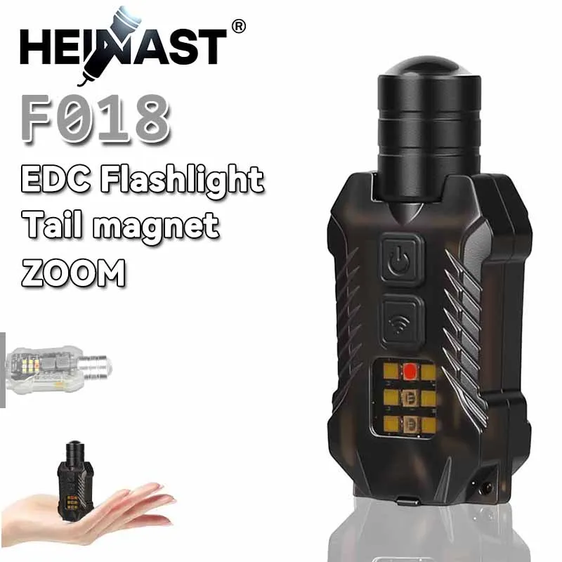 Tragbare Mini-EDC-Taschenlampe, USB wiederaufladbar, zoombare Taschenlampe, leistungsstarke Taschenlampe mit weißer, gelber und 395-nm-UV-Lampe Image