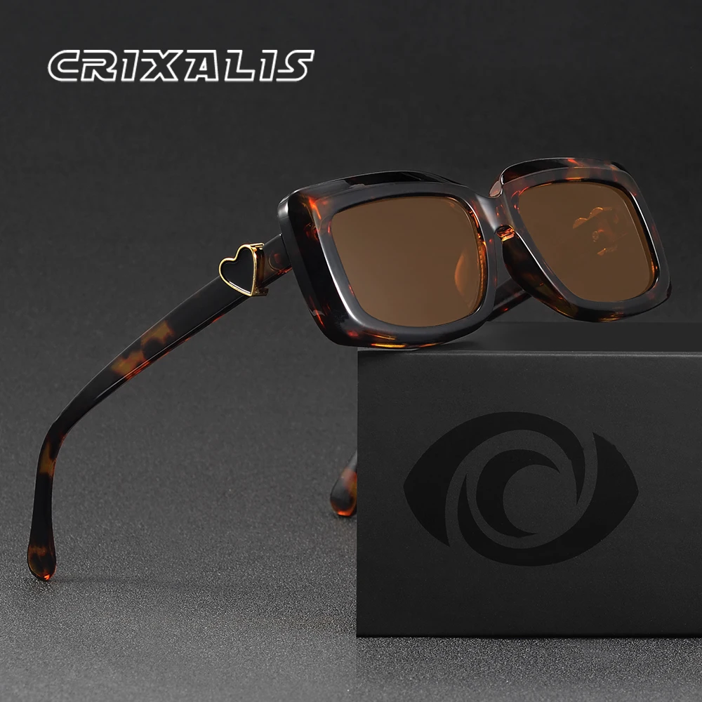 CRIXALIS Rechteckige Retro-Herren-Sonnenbrille Y2K, trendig und modisch, zum Fahren, Fotografieren, Urlaub, Damen-Sonnenbrille, Schatten, UV400 Image
