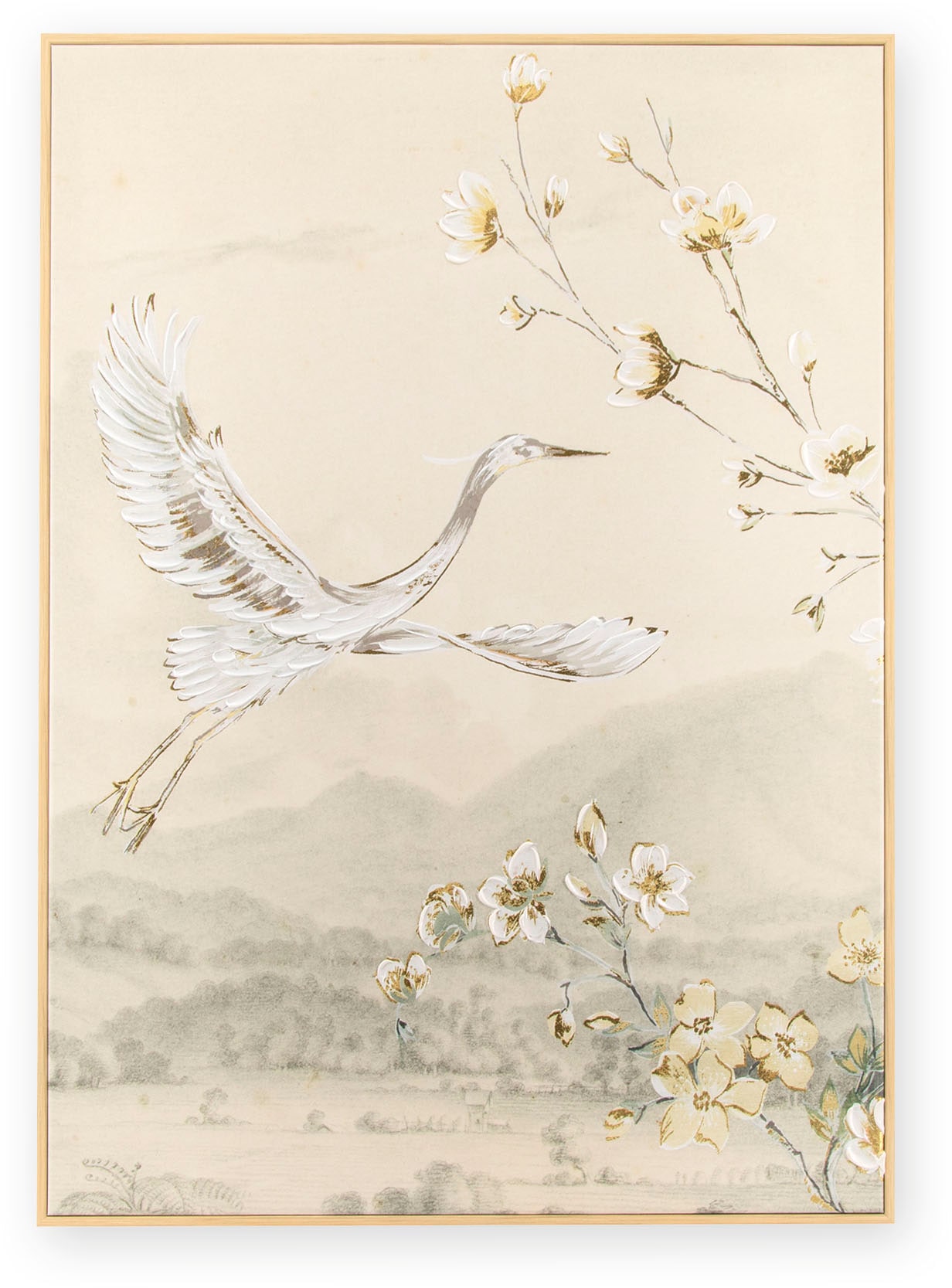 Leinwandbild ART FOR THE HOME "Kran", farbe bild(er): mehrfarbig, B:50cm H:70cm T:3,5cm Ø:3,5cm, Leinwand, Bilder, Leinwandbild, Handgemalt Wandbild Gold Metallic 50x70cm