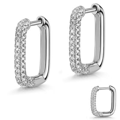 Paar Creolen FIRETTI "Schmuck Geschenk Silber 925 Ohrschmuck Ohrringe", silber (silberfarben, kristallweiß, kristallweiß), Ohrringe, Damen, Silber 925 (Sterlingsilber), Made in Germany - mit Zirkonia (synth.) Image