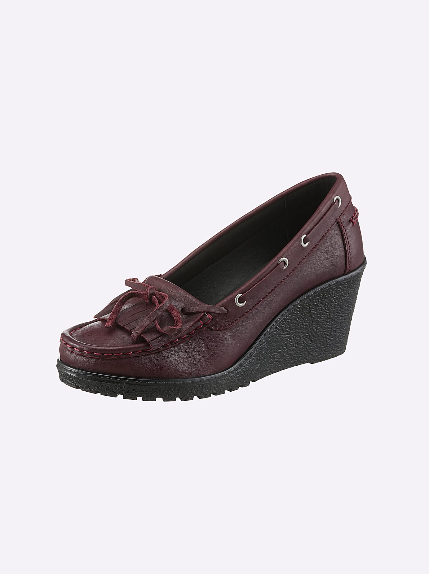 Pumps HEINE, Damen, Gr. 41, rot (bordeaux), Glattleder, Leder, Rindsleder, Modisch, Schuhe