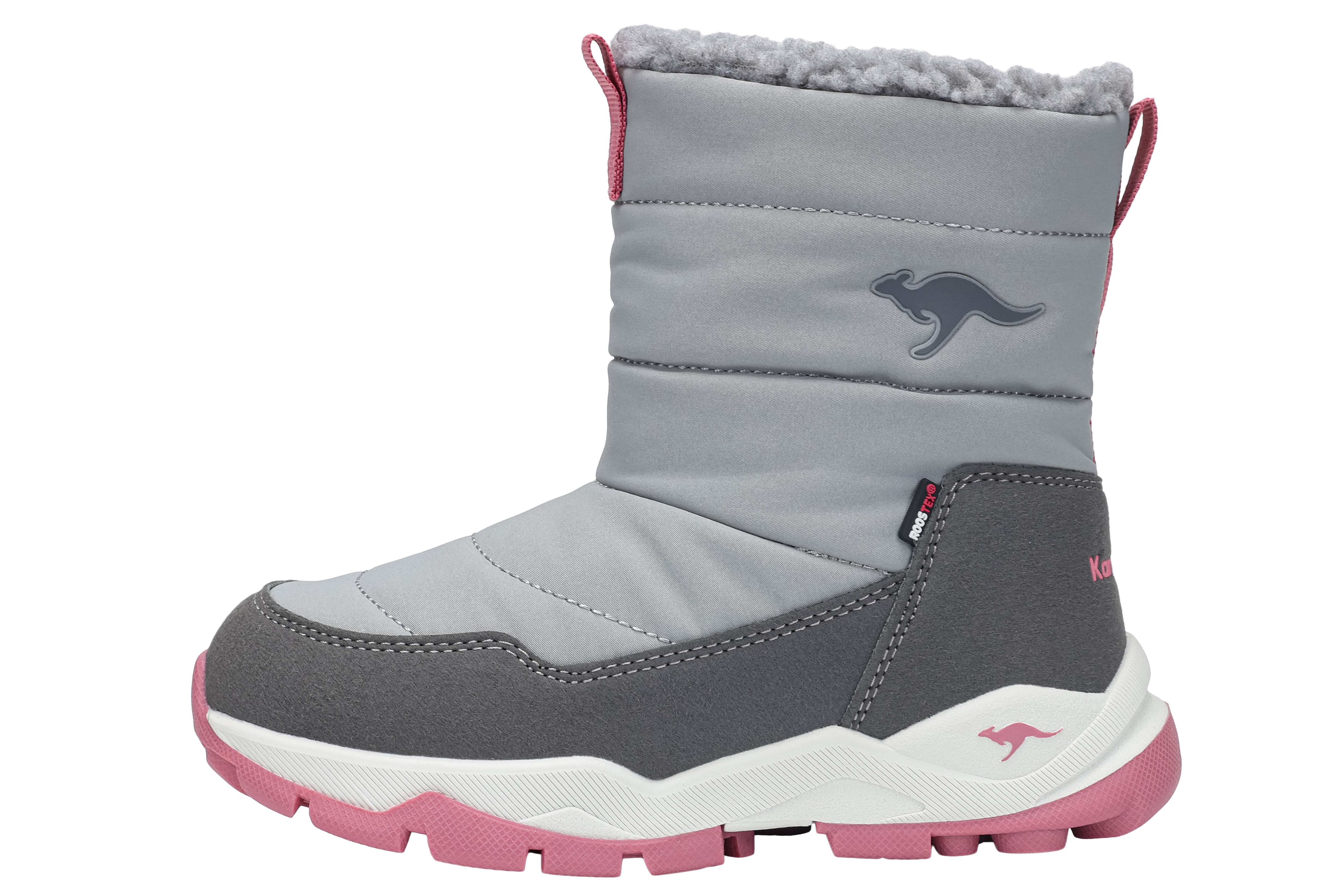 Winterboots KANGAROOS "K-FR FLOKI RTX", Damen, Gr. 37, grau (ultimate grau, dusty rose), Synthetik, Sportlich, Schuhe