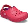 Clog CROCS "Classic Lined Bold Check", Kinder, Gr. 32, rot, Croslite, casual, Schuhe, Hausschuh mit Warmfutter