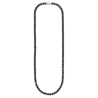 Edelstahlkette BRUNO BANANI "Schmuck, Geschenk, Tenniskette", schwarz (edelstahlfarben, schwarz), Halsketten, Damen, Edelstahl, L: 45cm B: 4mm, mit Zirkonia (synth.), B:4mm Image