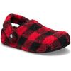 Hausschuh CROCS "Classic Buff Check Cozzy Slipper", Herren, Gr. 46, schwarz (schwarz, rot), Croslite, Fleece, kariert, Basic, Schuhe, Pantoffel, Mule mit kariertem Muster