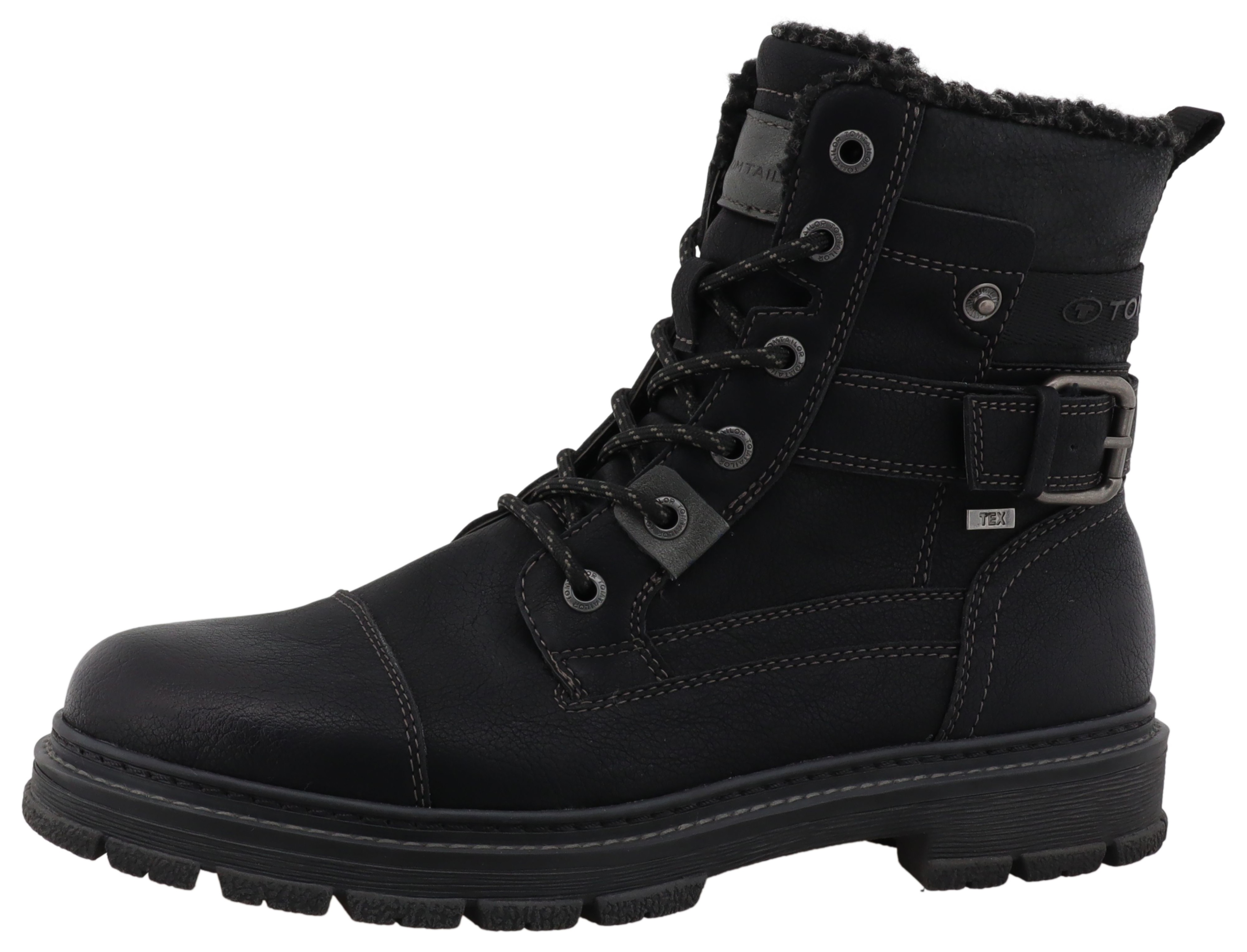 Winterboots TOM TAILOR, Herren, Gr. 42, schwarz, Lederimitat, Schuhe Winterboots, mit Tex-Ausstattung, Weite G