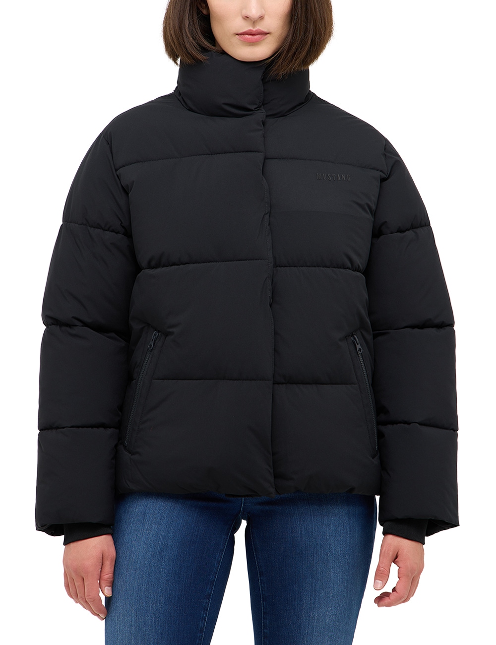 Outdoorjacke MUSTANG "Damen Style Gillian", Damen, Gr. L, schwarz, Popeline, 100% Polyester, unifarben, relaxed fit, Jacken Outdoorjacke Image