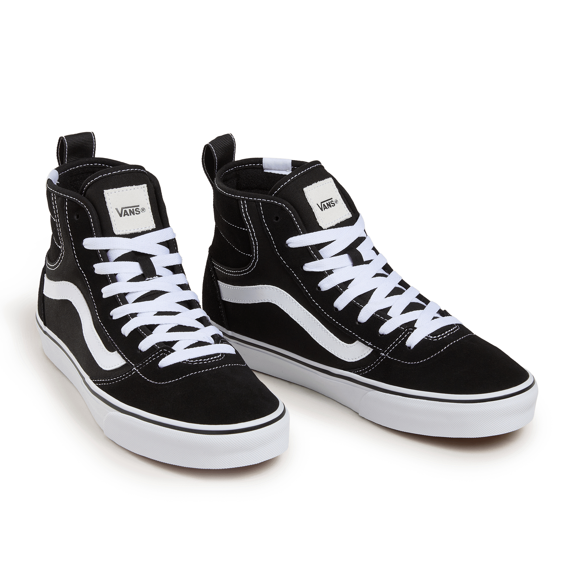 Sneaker VANS "ASHWOOD HI DECON", Damen, Gr. 46, schwarz, weiß, Leder, Synthetik, Textil, Schuhe Sneaker