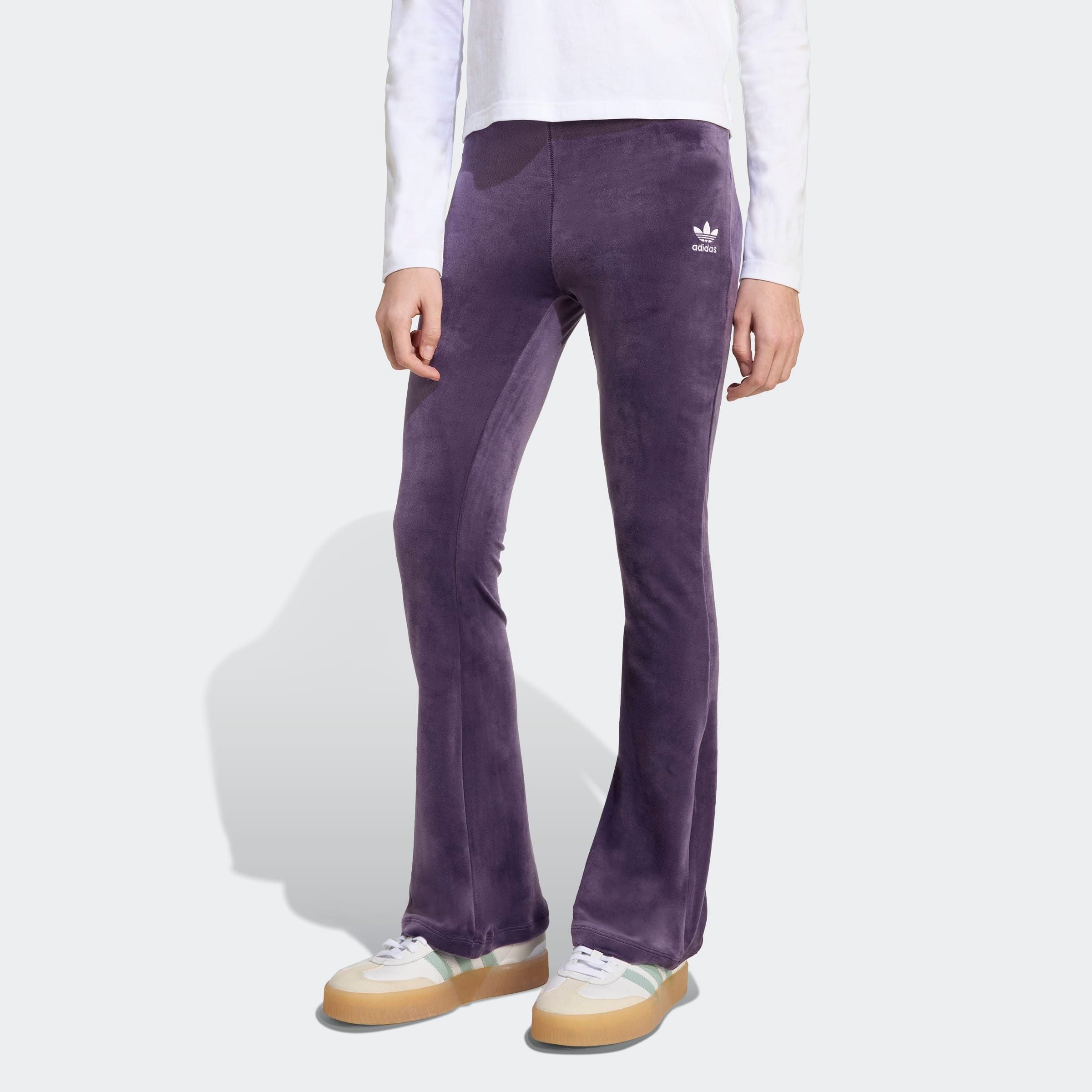 Sporthose ADIDAS ORIGINALS "VELOUR PANTS", Kinder, Gr. 146, N-Gr, aurora plum, weiß, Obermaterial: 94% Polyester, 6% Elasthan, sportlich, Hosen Image