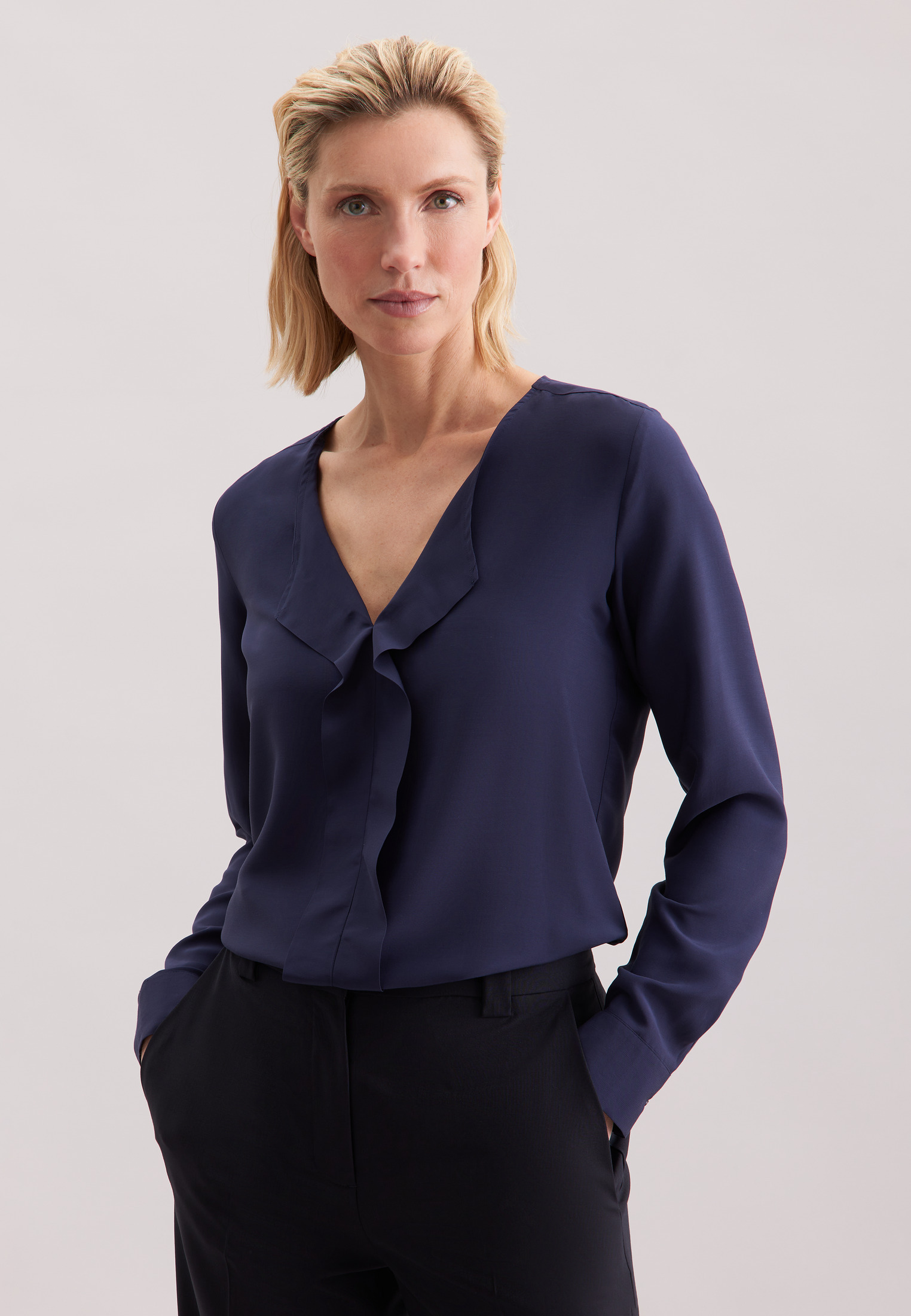 Schlupfbluse Damen Dunkelblau Image