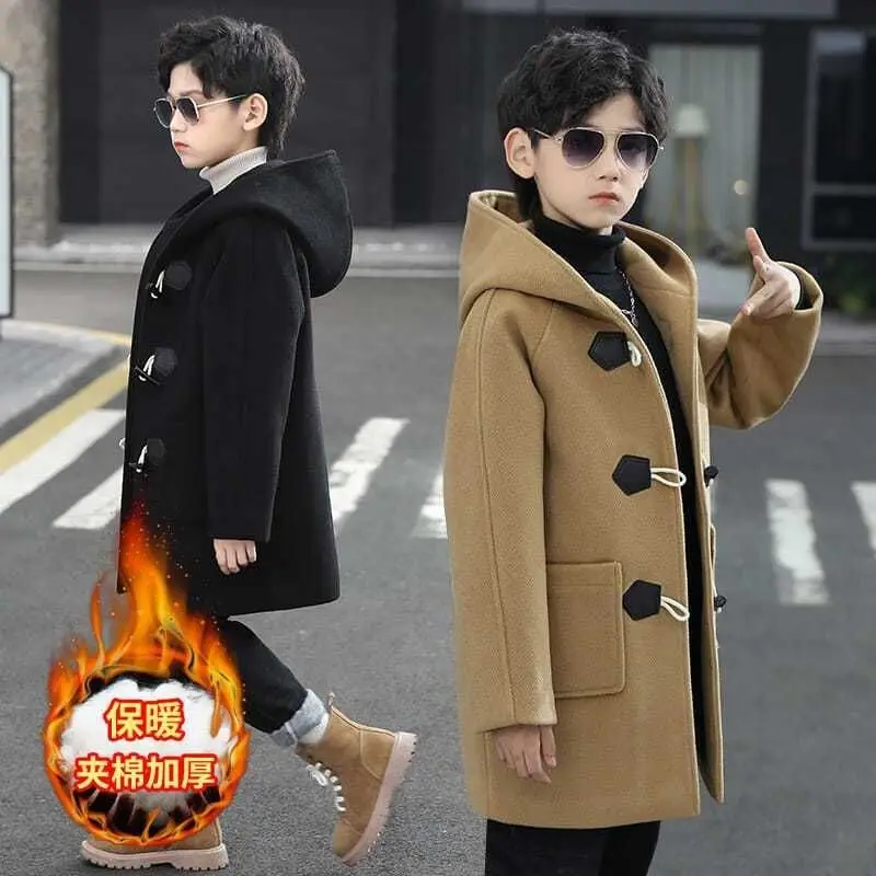 Manteau en laine pour garçons de 5 6 8 10 12 14 16 ans, garde au chaud, mode enfants, veste à manches longues, vêtements d