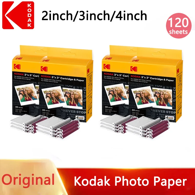 KODAK – papier Photo pour imprimante Photo, 2/3/4 pouces, ruban de papier Photo pour imagerie unique, 60/80/120 feuilles intégrées pour C210R/C300RPD460