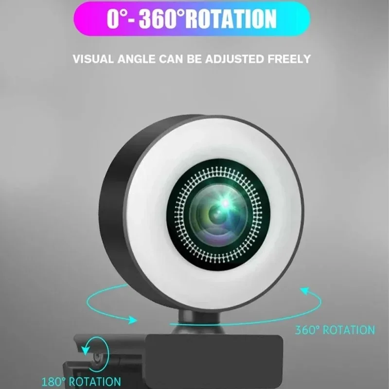 PC Laptop Auto Focus Live Streaming Flexible with Microphone Live Broadcast 4K 2K 1080P Webcam Light Control Full HD 8MP Webcam