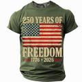 Per uomo 250° anniversario degli Stati Uniti Maglietta Manica Corta maglietta Stampa 3D Girocollo Camicia Quotidiano Militare Streetwear Quotidiano Nero Rosso Blu Estate Primavera Abbigliamento S M L