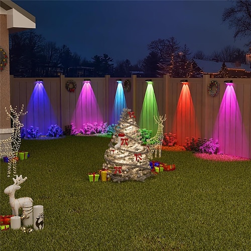 luci da parete solari a LED, luci da sentiero, luci per recinzione, luci per recinzione, luci da palcoscenico, luci ambientali multimodali a colori fissi arcobaleno, 1 pz.
