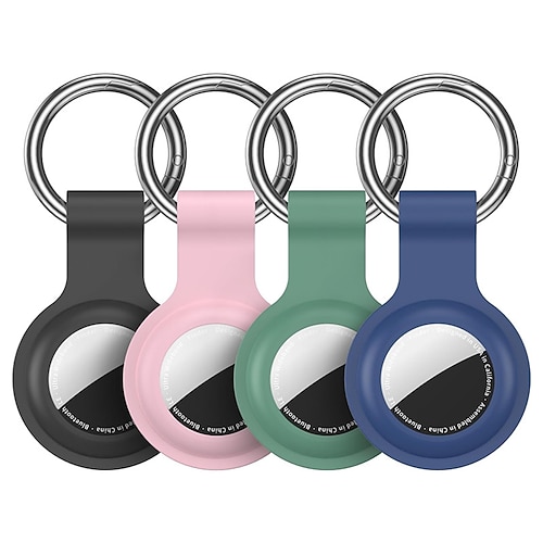 Confezione da 4 portachiavi compatibili con Apple Airtag, custodia portachiavi in silicone, anello portachiavi, custodia per tag, localizzatore GPS, accessori per borse e bagagli per Apple Airtag.