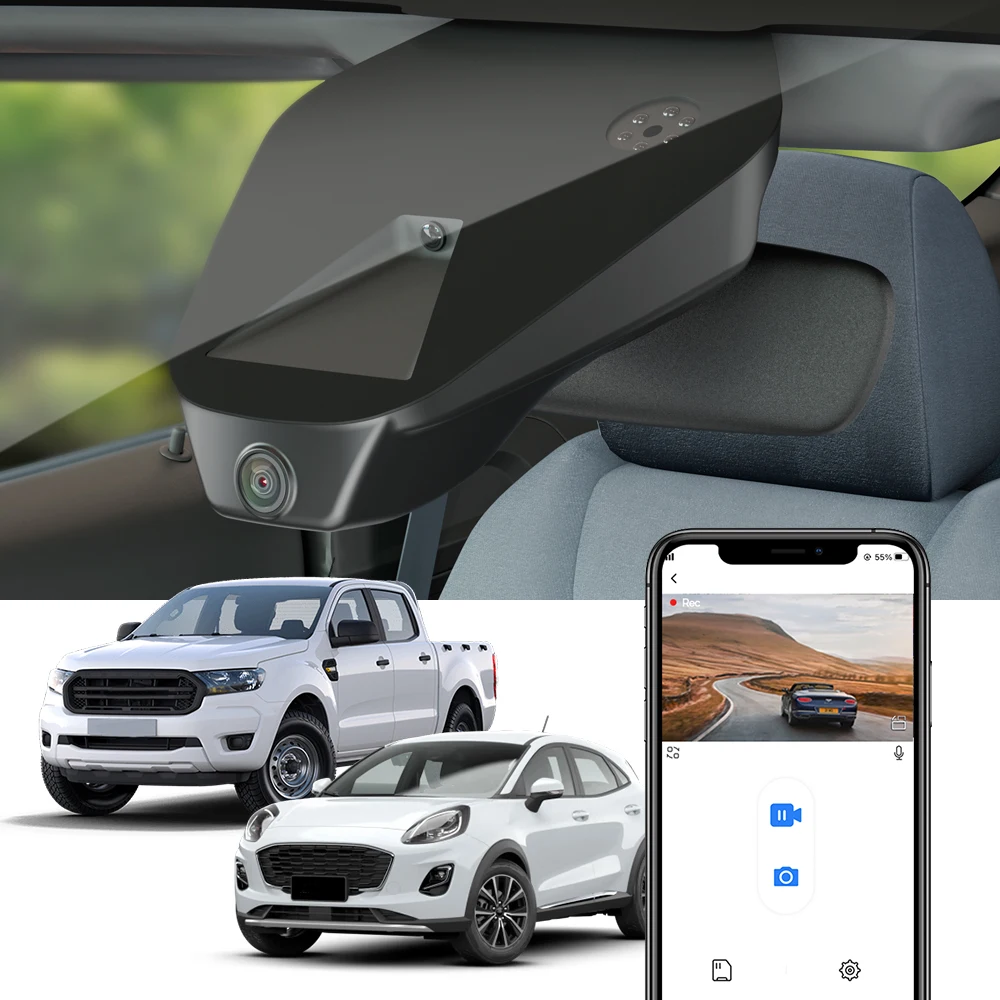 Fitcamx 4K Dash Cam für Ford Ranger 2019-2023 4. Generation nordamerikanische Version, 2160P Driving Recorder Kamera mit G-Sensor Image