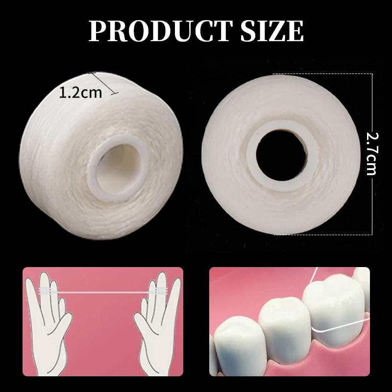 3 stücke 50 m/rolle Dental Flosser Oral Hygiene Zähne Reinigung Zahnseide Spool Wachs Mint Zahnstocher Flosser Zähne Flosser Image