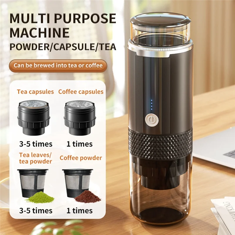 A74U Portable Espresso Maker Wireless Electric Coffee Maker 2 In 1 Small Travel Espresso Machine For Camping Office Hiking RV