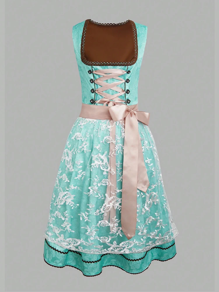 Bayrisches Oktoberfest-Kostüm für Damen, deutsches Derndel-Kleid für Münchnerfest, Halloween, Karneval – traditionelle Festivalkleidung Image