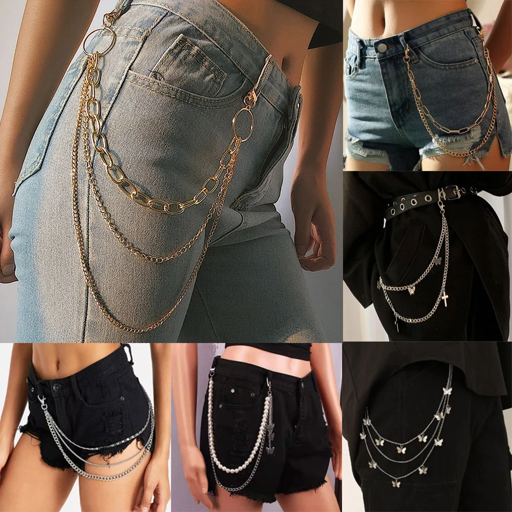 2022 neue Mode Hip Hop Candy Farben Kette Keychain Männer Frauen Niedliche Taille Kette Multicolor Hosen Hosen Kette Punk Schmuck