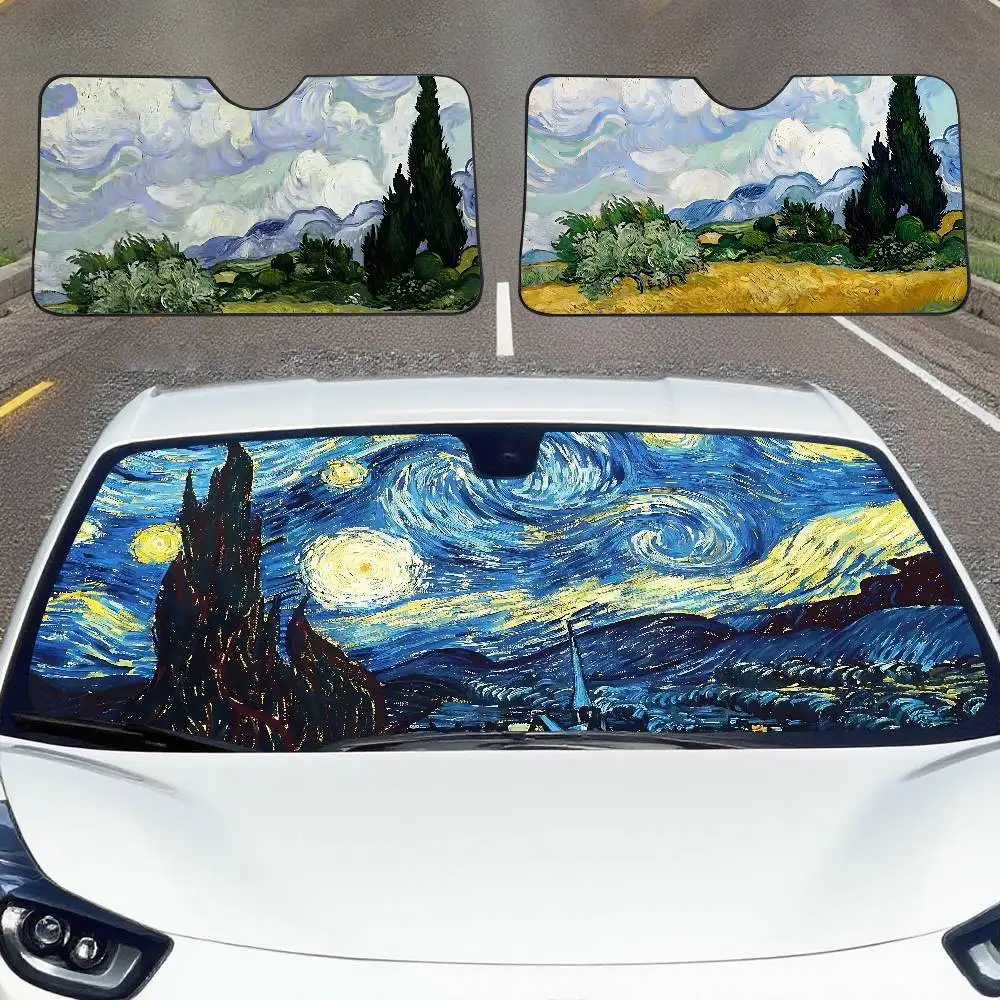 V-Van G-Gogh Gemälde Auto Sonnenschutz Windschutzscheibe Auto Windschutzscheibe Abdeckung Sonnenschutz Auto Visier Autozubehör Image