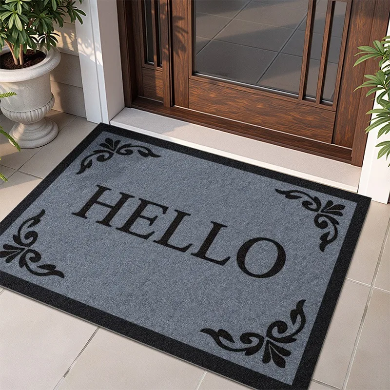 Fußmatte mit geometrischem Muster und Bodenmatte im Hello-Design für die Inneneingangsdekoration zu Hause, langlebig und leicht zu reinigen, mit modernem Stil Image