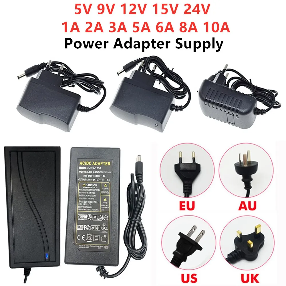 Adattatore di alimentazione a commutazione AC DC 12V 5V 9V 12V 15V 24V 1A 2A 3A 5A 6A 8A 10A trasformatore AC 220V a 12V DC Led adattatore di alimentazione