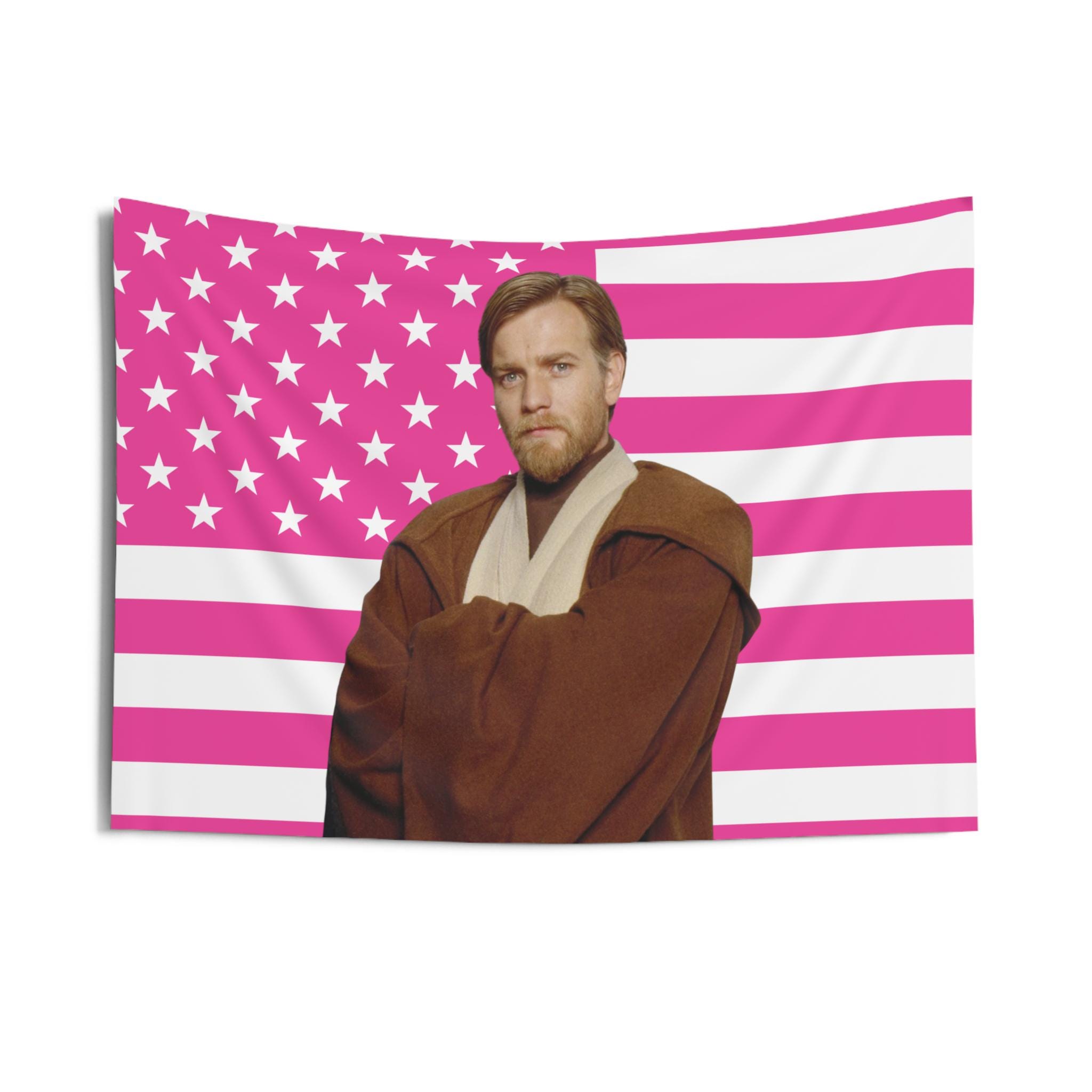 Arazzi di Obi-Wan Kenobi, Bandiera rosa di Obi-Wan Kenobi, Arazzi da parete di Ewan McGregor nei panni di Obi-Wan Kenobi