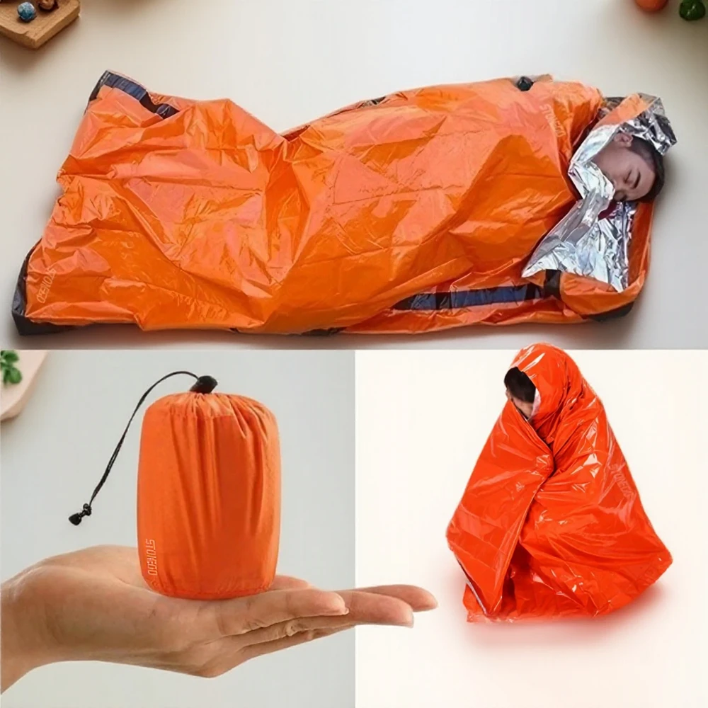 Wasserdichter Überlebensschlafsack, tragbar, für Notfall, Camping, Wandern, Reisen, Outdoor-Ausrüstung, Werkzeuge, Zubehör Image