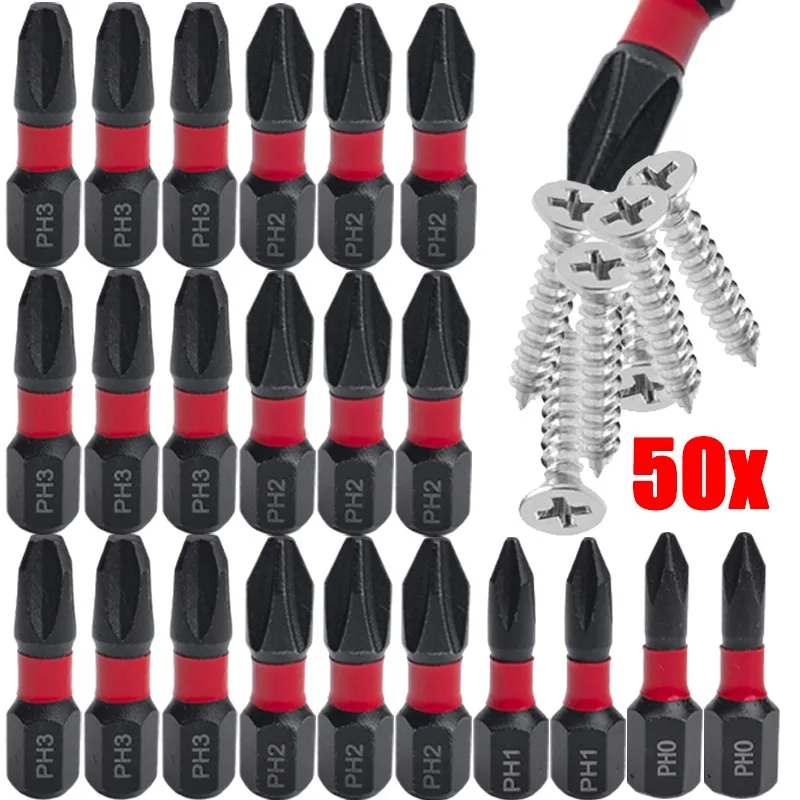 PH0/PH1/PH2/PH3 Punte per cacciavite a testa Phillips magnetica S2 Acciaio 1/4 "Punta da trapano Punta per cacciavite resistente per impatto fai da te