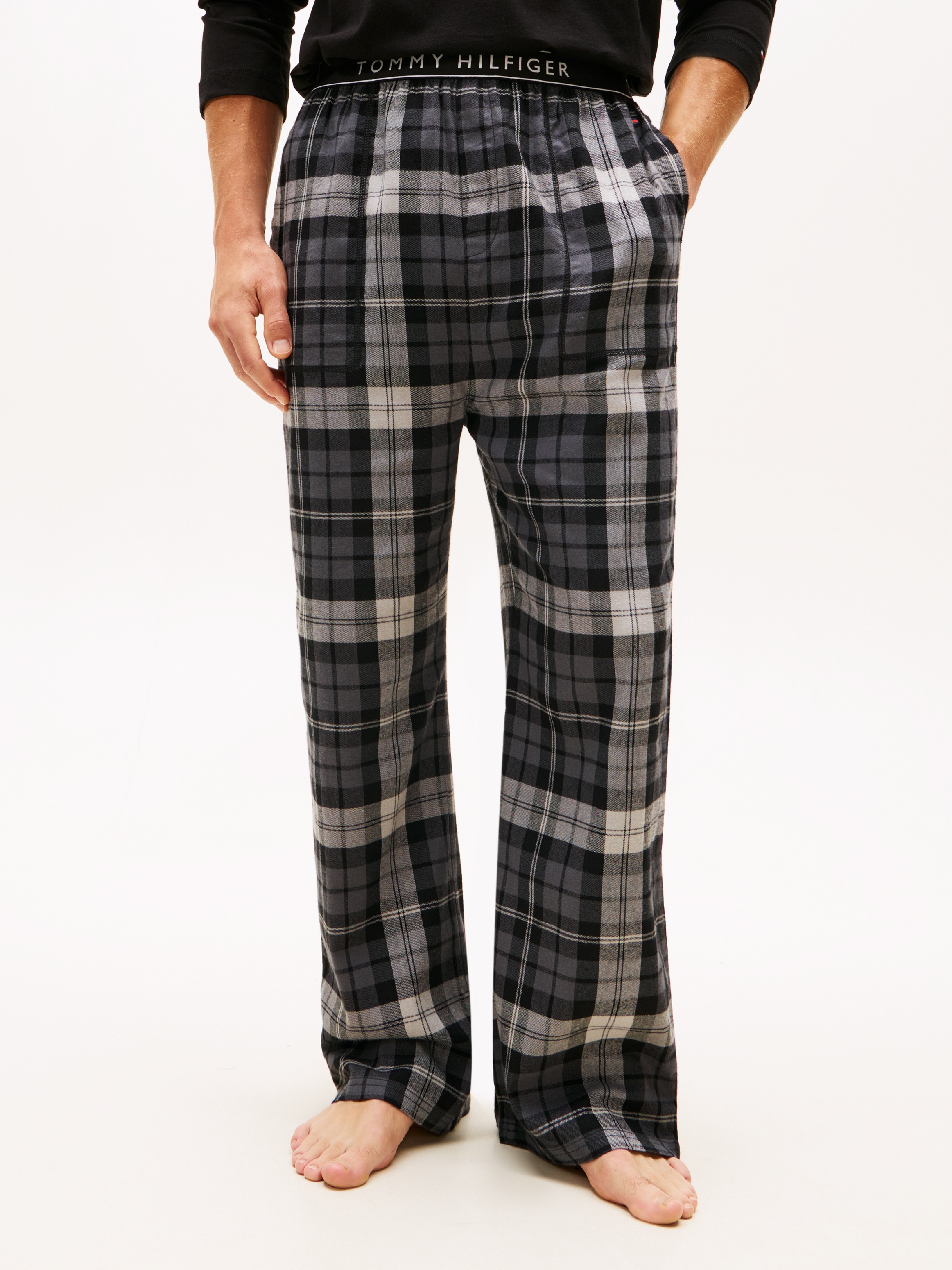 Pyjamahose, Herren, Gr. XL (54), N-Gr, schwarz tartan, Flanell, Obermaterial: 55% Baumwolle, 45% Viskose, TOMMY HILFIGER UNDERWEAR, kariert, gerade, Hosen, aus Flanell, elatischer Bund, normale Passform, kariert Image