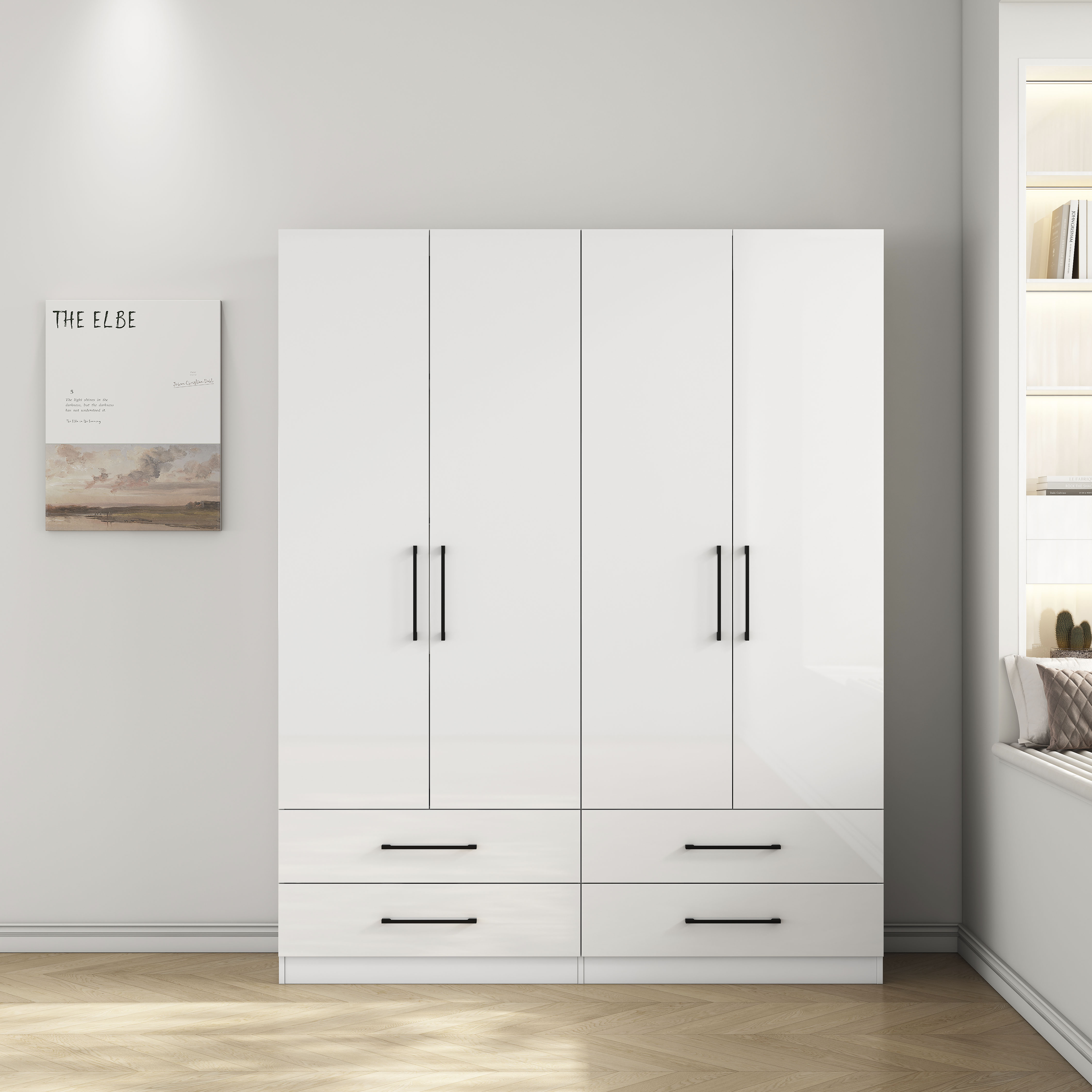 Kleiderschrank OTTO HOME "Sylt Schlafzimmerschrank Bestseller mit hochglänzenden Fronten", weiß, B:160cm H:200cm T:52cm, Spanplatte, Schränke, Schrank in Breite 160 mit viel Stauraum Image